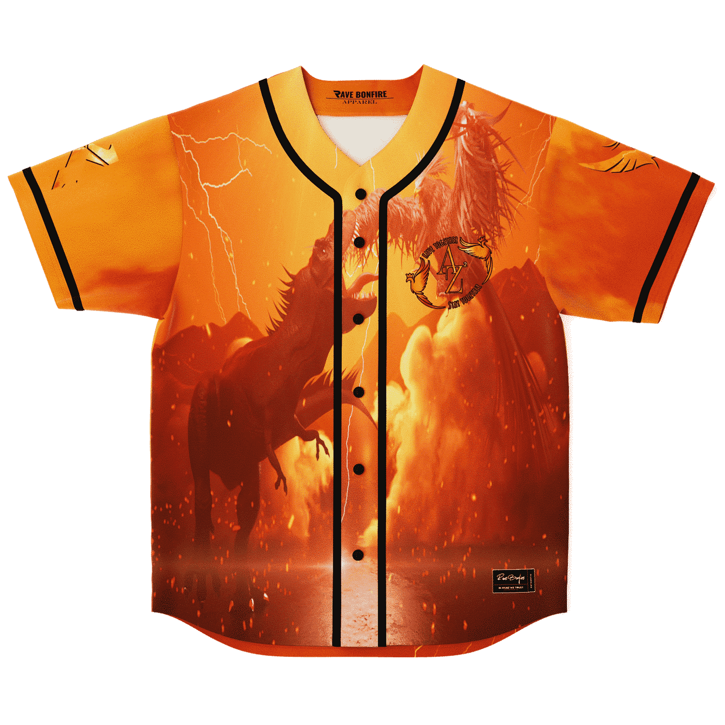 Fiery Orange Rearing Horse Rave Baseball Jersey