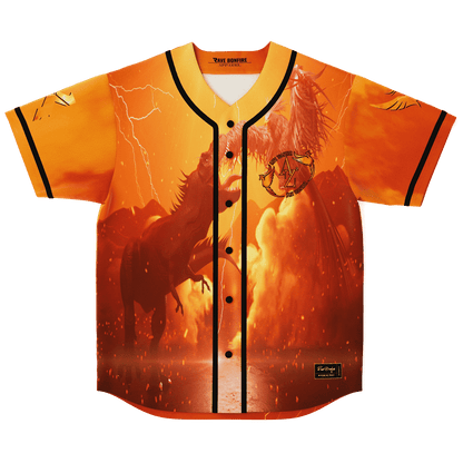 Fiery Orange Rearing Horse Rave Baseball Jersey