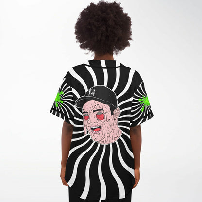 Getter Black White Spiral Optical Rave Baseball Jersey