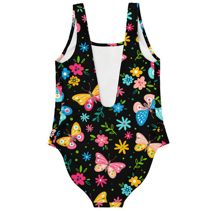 Black Butterflies Flowers Rave Swimsuit