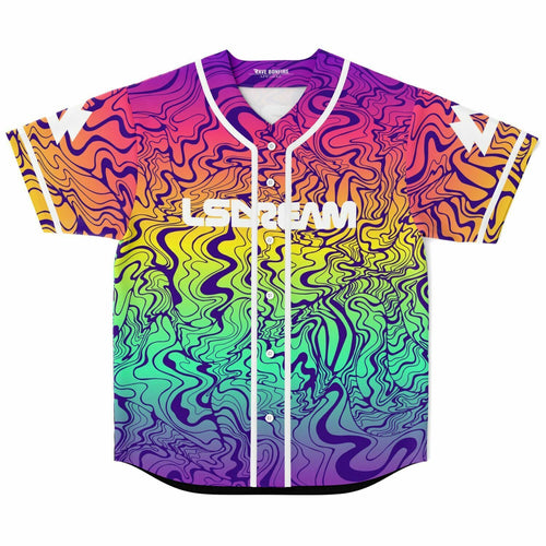 LSDREAM Full Rainbow Psychedelic Marbled Rave Baseball Jersey