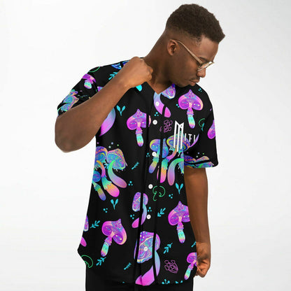MitiS Black Psychedelic Glowing Rave Baseball Jersey