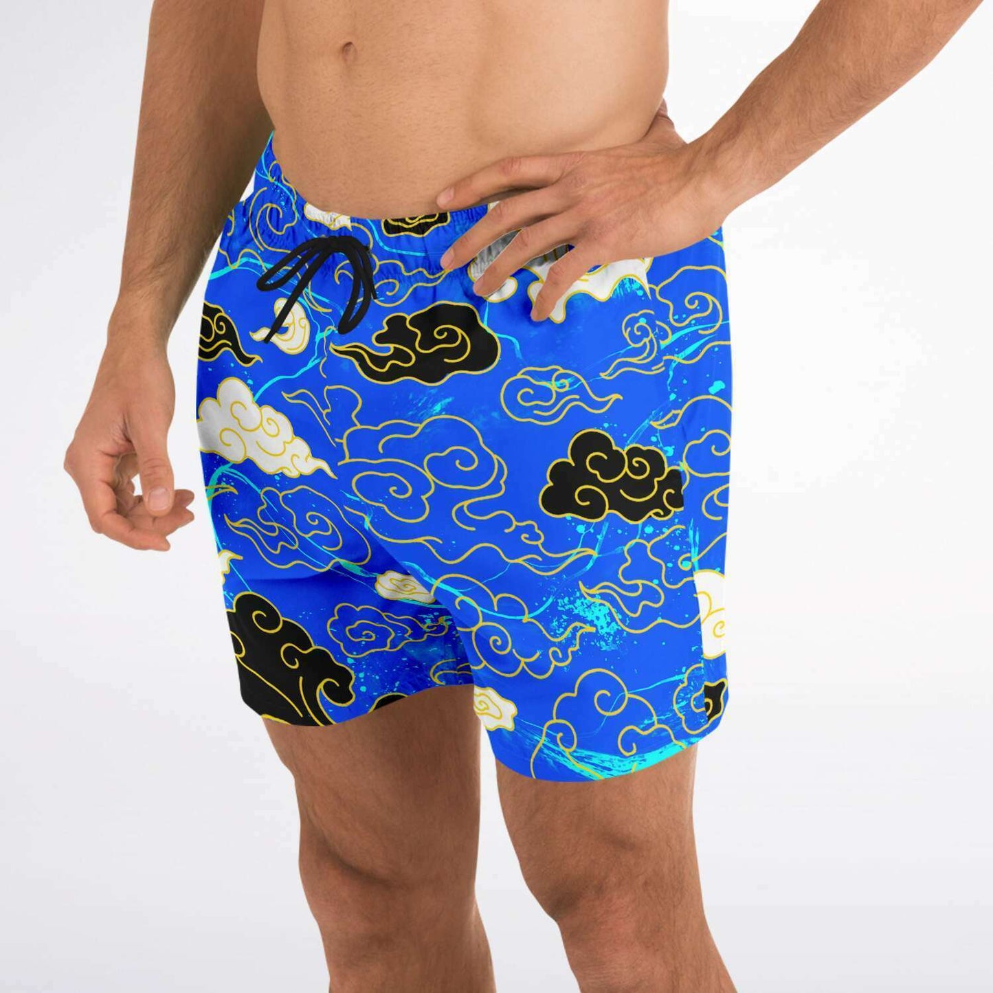 Royal Blue Asian Stylized Rave Swim Trunks