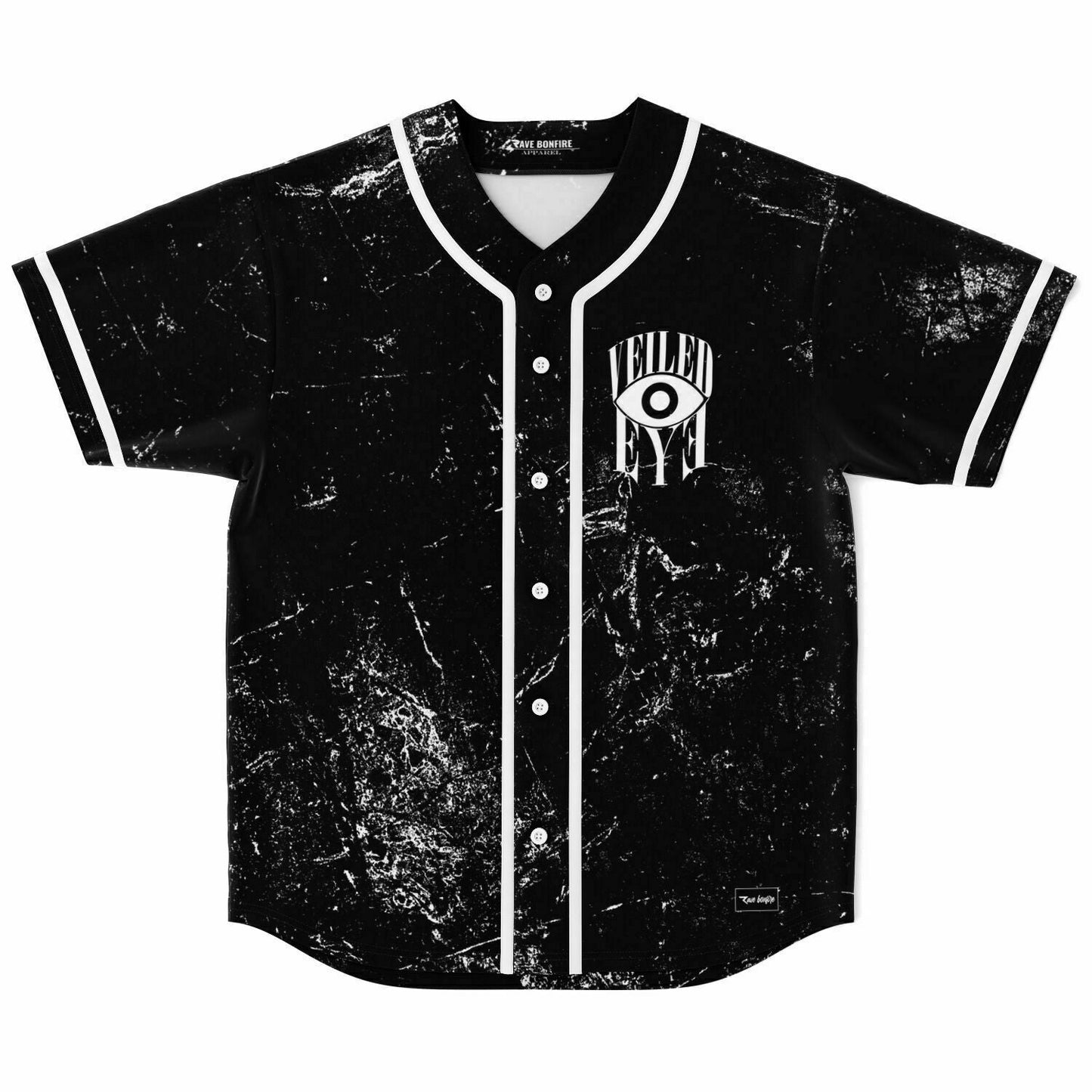 Black Distressed Grunge Rave Baseball Jersey
