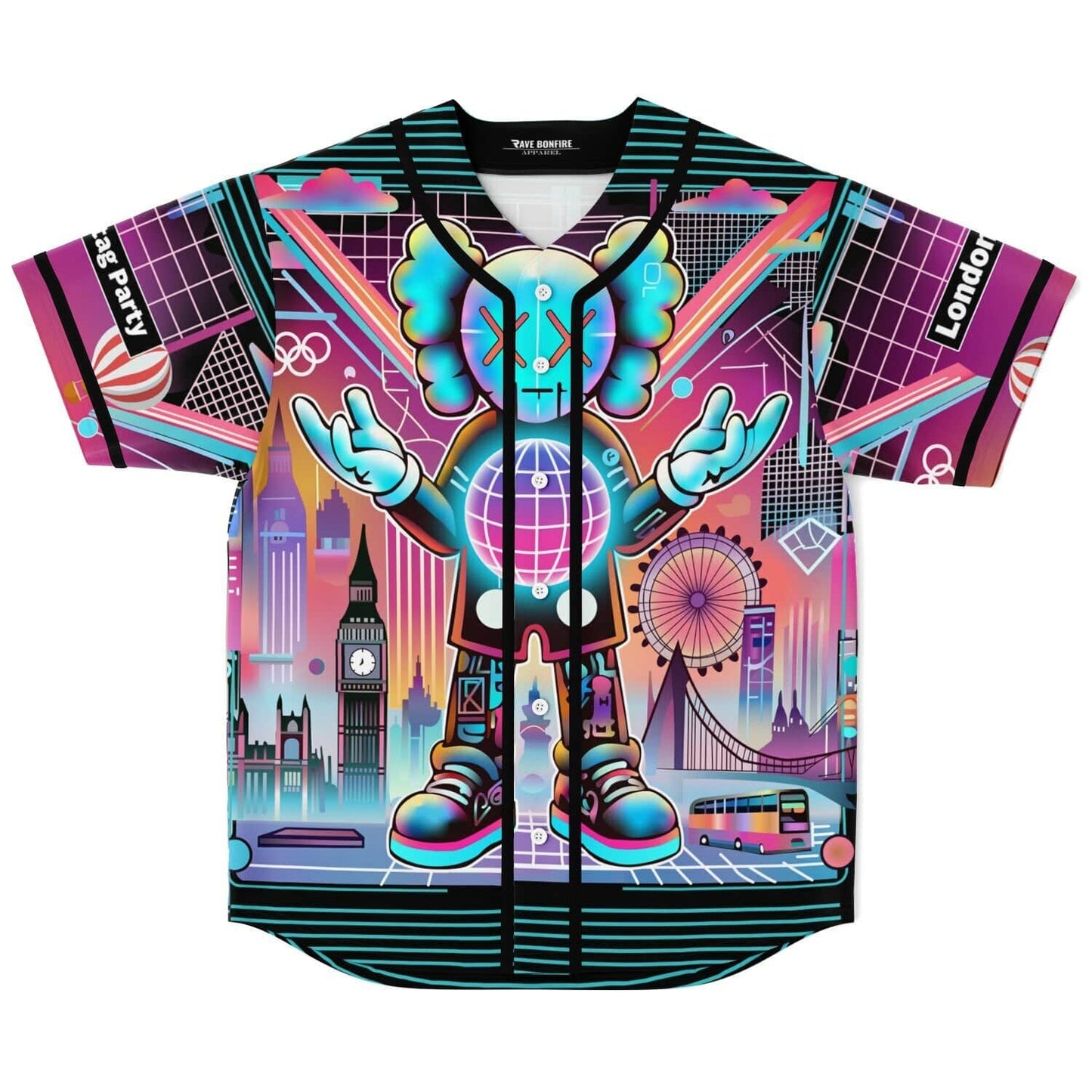 Neon Purple Vaporwave London Rave Baseball Jersey
