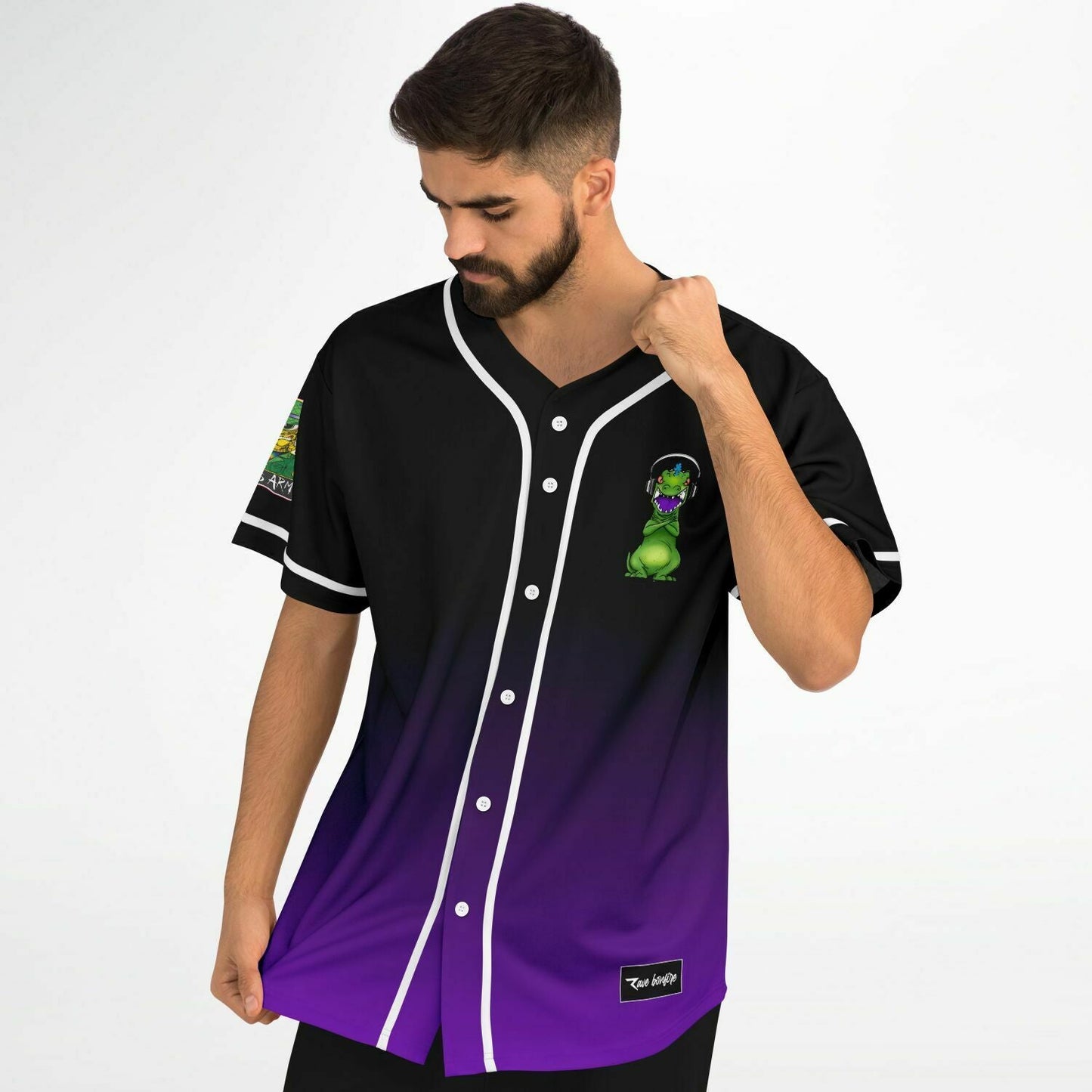 Black Purple Cartoon Green Rave Baseball Jersey