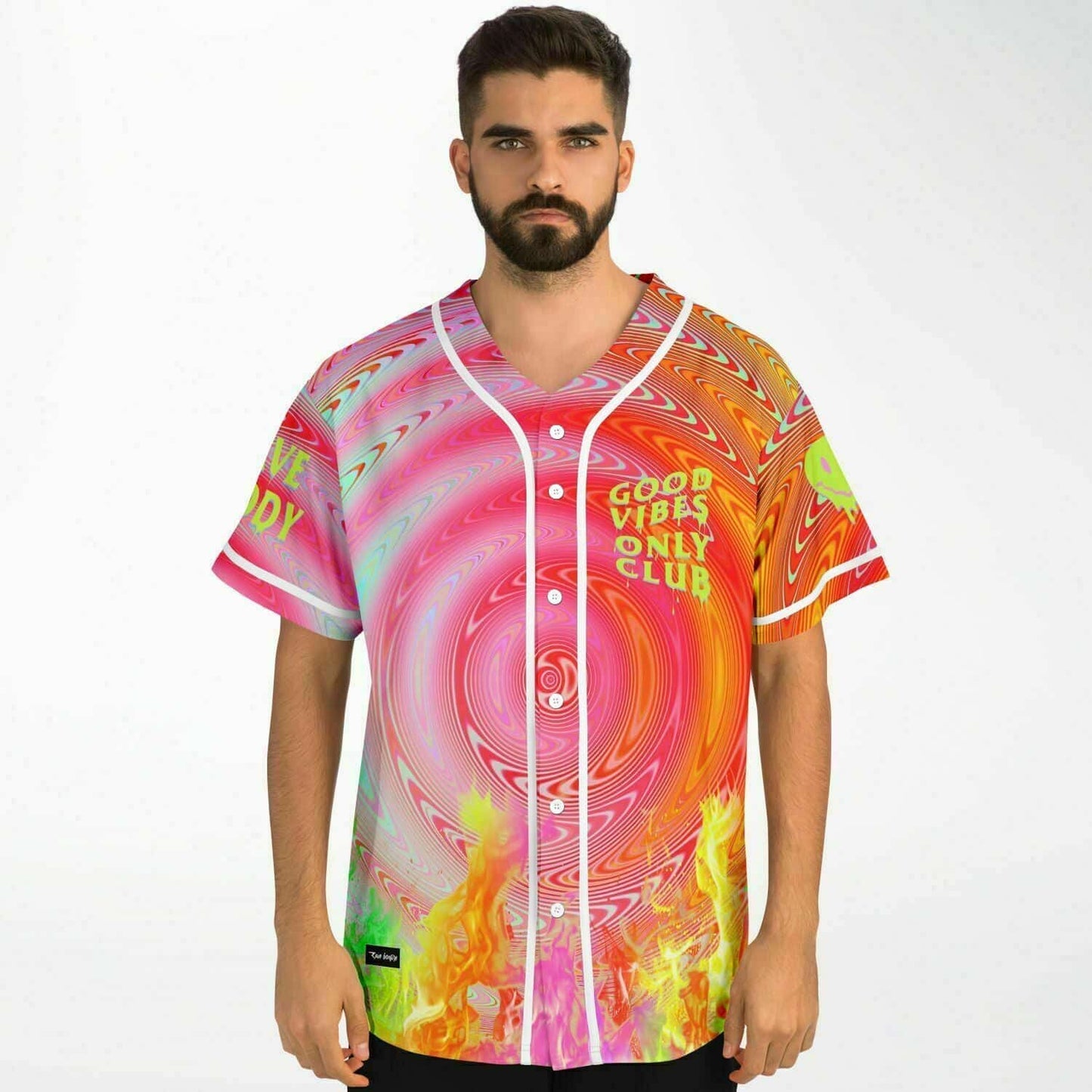 Hot Pink Psychedelic Hypnotic Rave Baseball Jersey