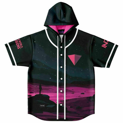 Dark Teal Minimalist Night Rave Hooded Baseball Jersey