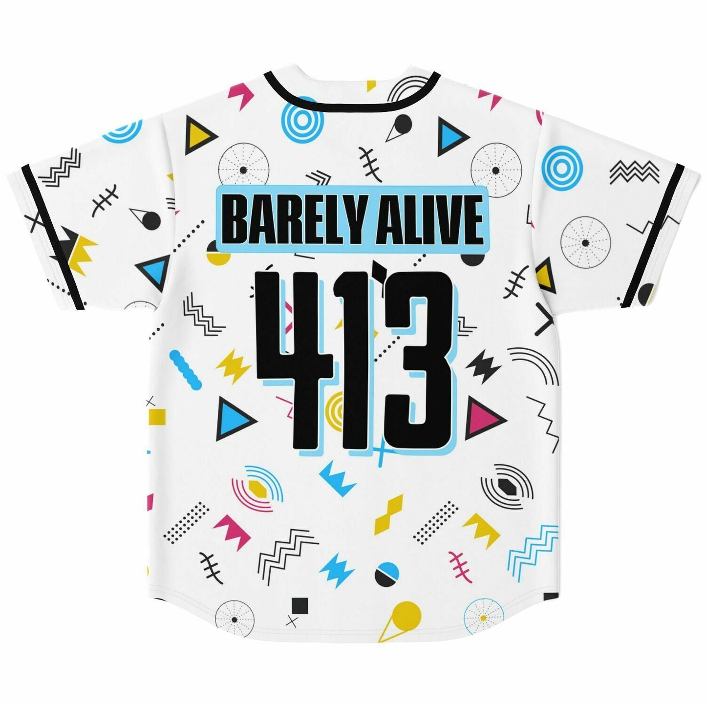Barely Alive White 80S Rave Baseball Jersey