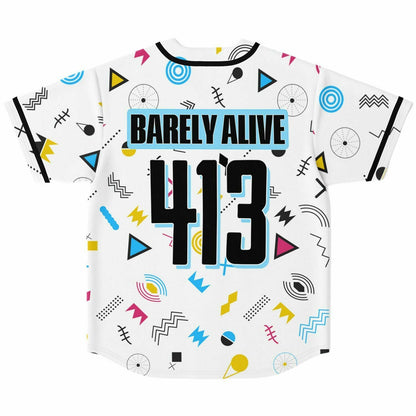 Barely Alive White 80S Rave Baseball Jersey