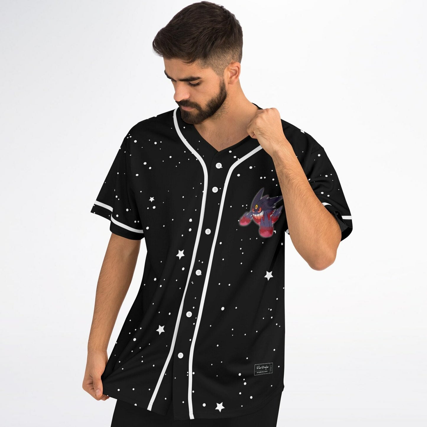 Black Starry Night Rave Baseball Jersey