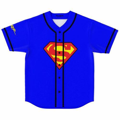 Slander Royal Blue Superman ‘S’ Rave Baseball Jersey