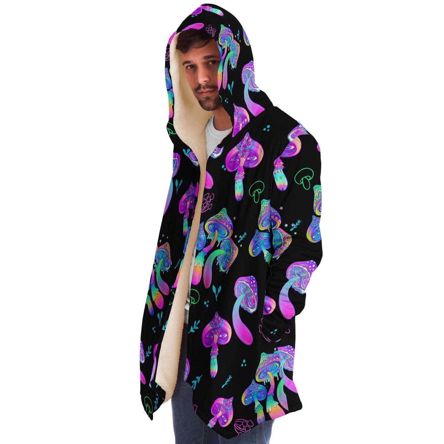 Black Glowing Psychedelic Rave Cloak