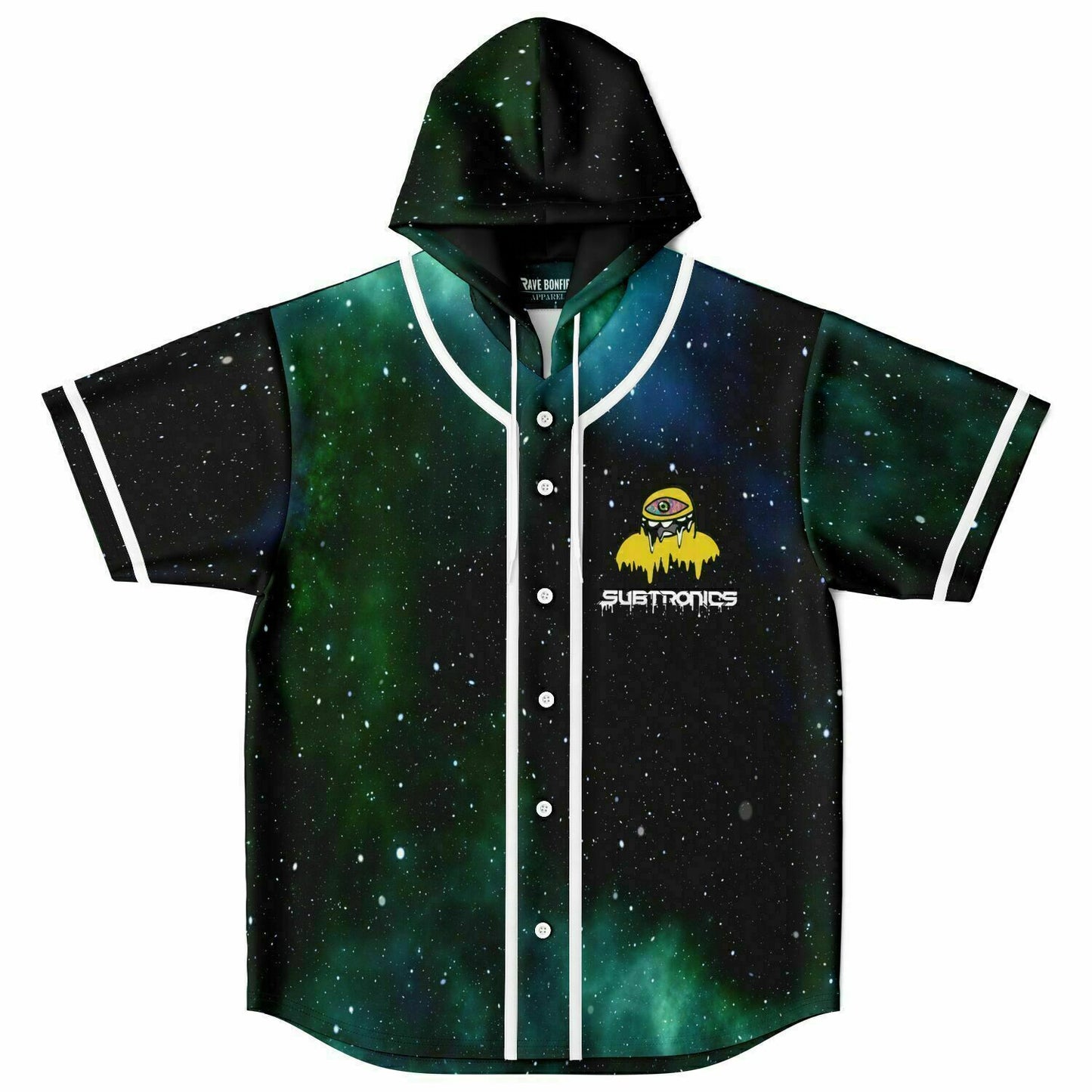 Aqua Blue Bikini Bottom Rave Hooded Baseball Jersey