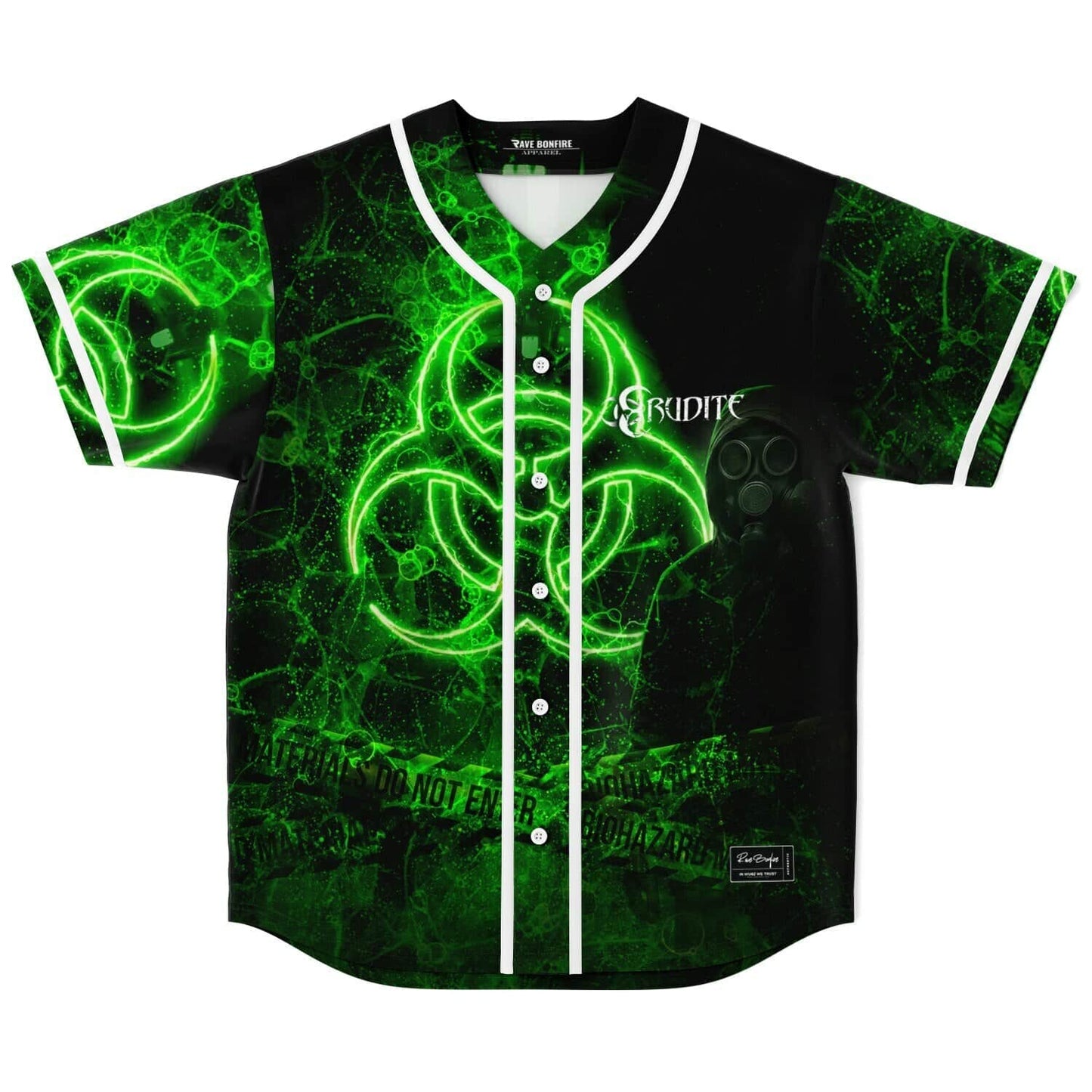 Erudite Black Glowing Biohazard Rave Baseball Jersey