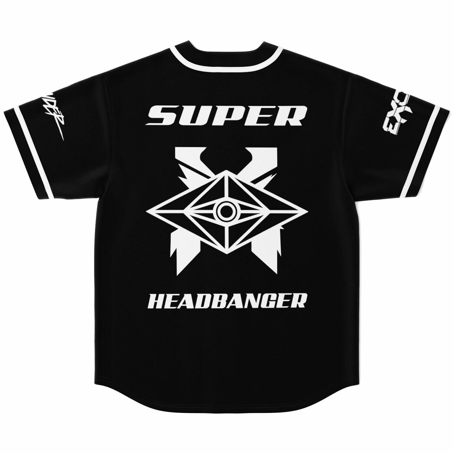Excision Black Geometric Ornate Rave Baseball Jersey