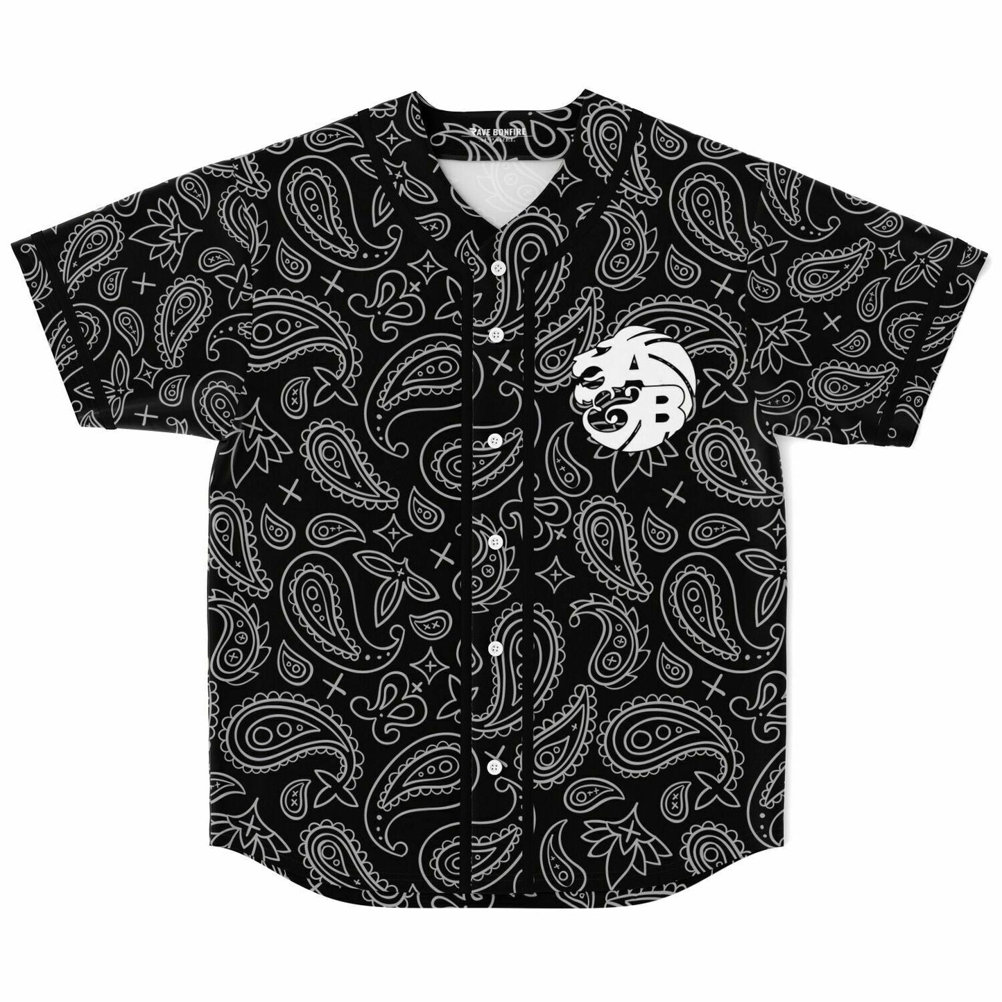 Black Paisley Bandana Rave Baseball Jersey