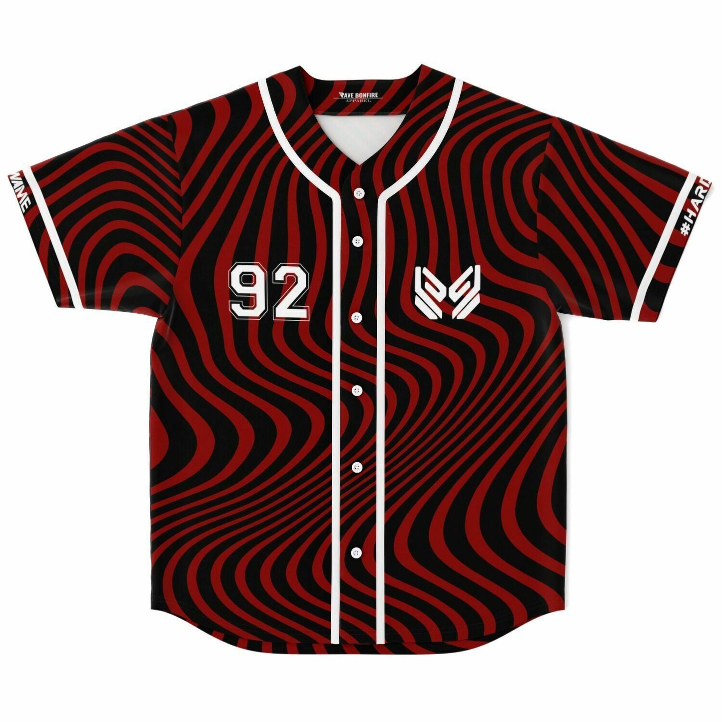 SAYMYNAME Deep Red Wavy Warped Rave Baseball Jersey