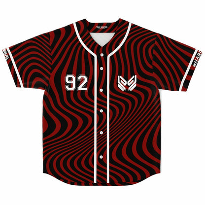 SAYMYNAME Deep Red Wavy Warped Rave Baseball Jersey