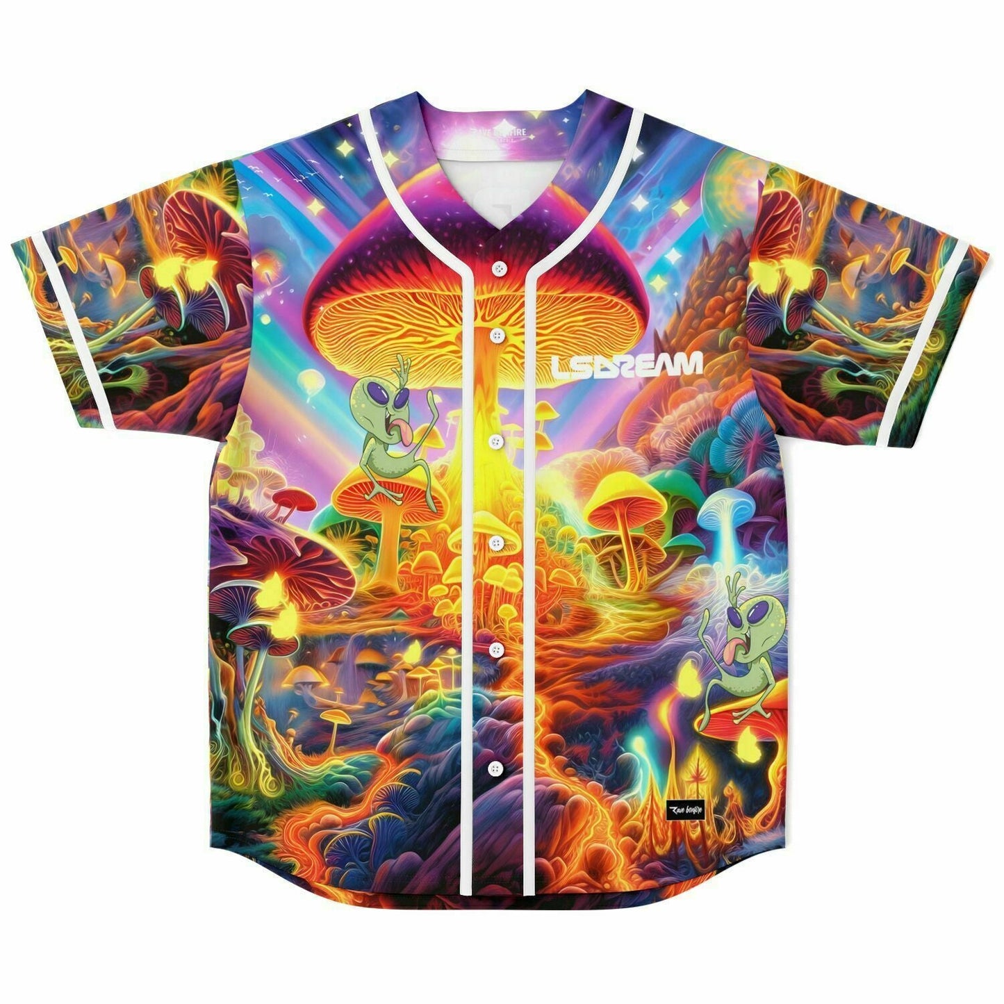 LSDREAM Vivid Rainbow Psychedelic Mushroom Rave Baseball Jersey