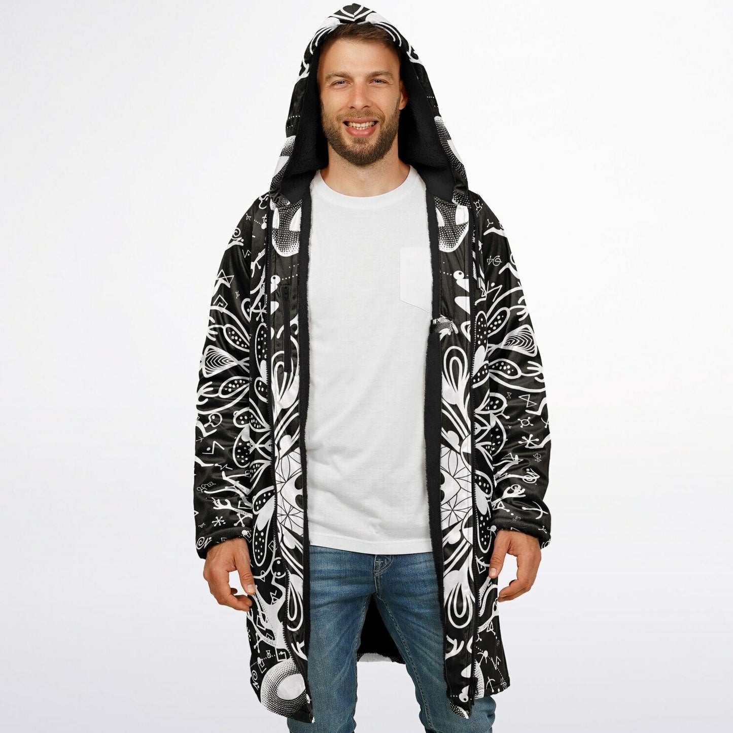 Black White Symmetrical Psychedelic Rave Cloak