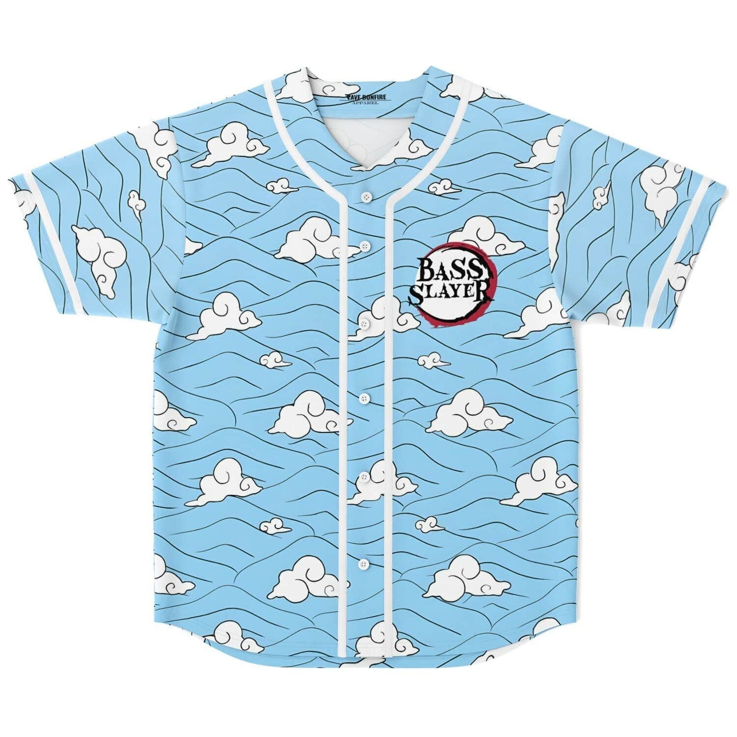 Light Blue Stylized White Rave Baseball Jersey