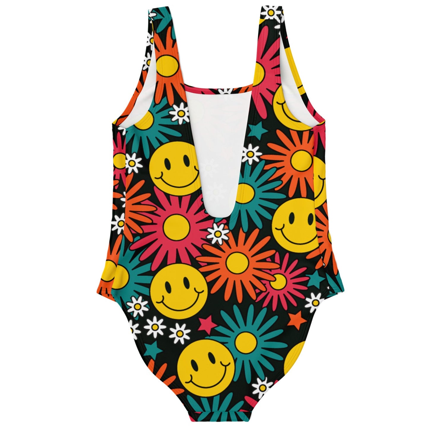 Black Retro Smiley Rave Swimsuit