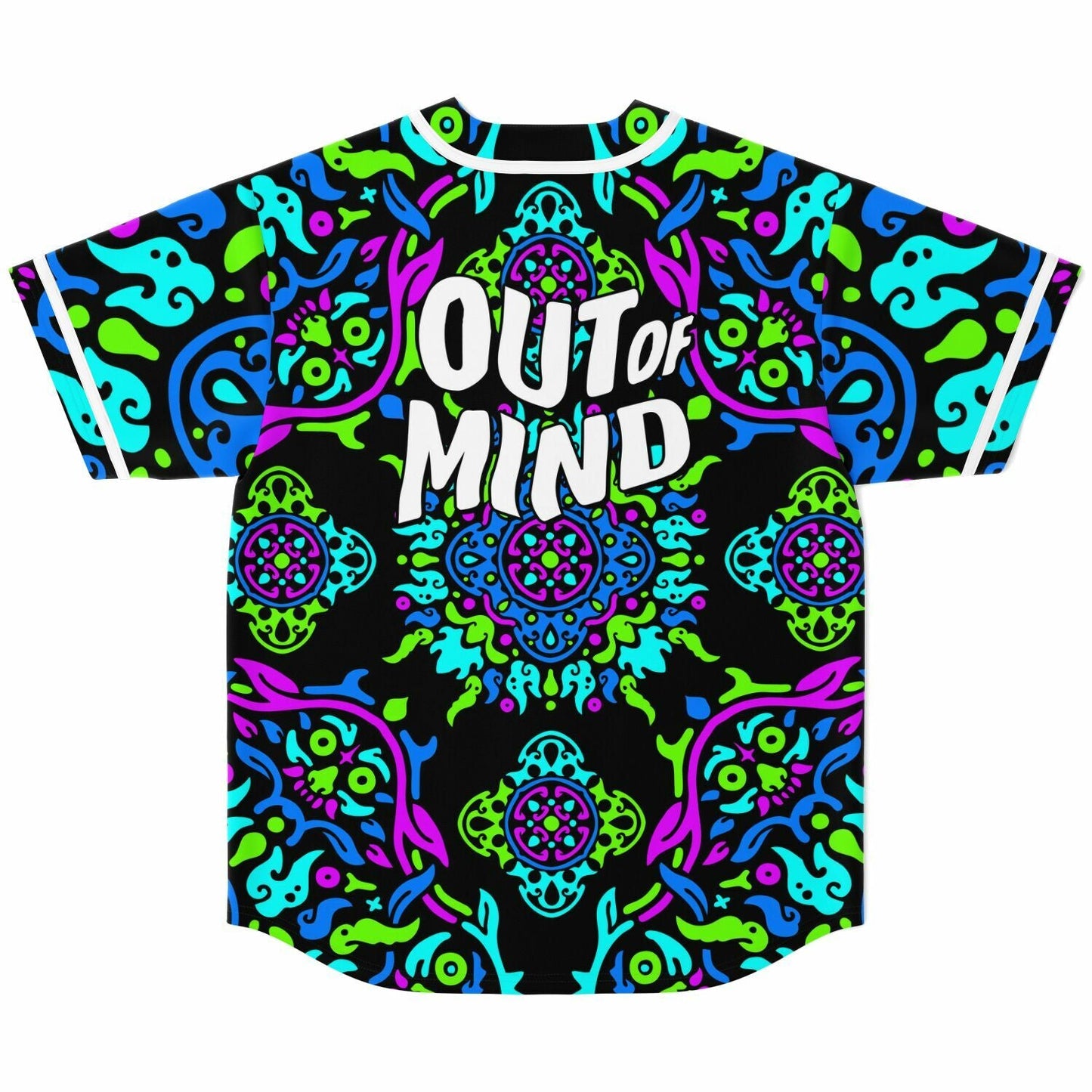 Black Symmetrical Kaleidoscope Rave Baseball Jersey