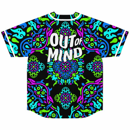 Black Symmetrical Kaleidoscope Rave Baseball Jersey