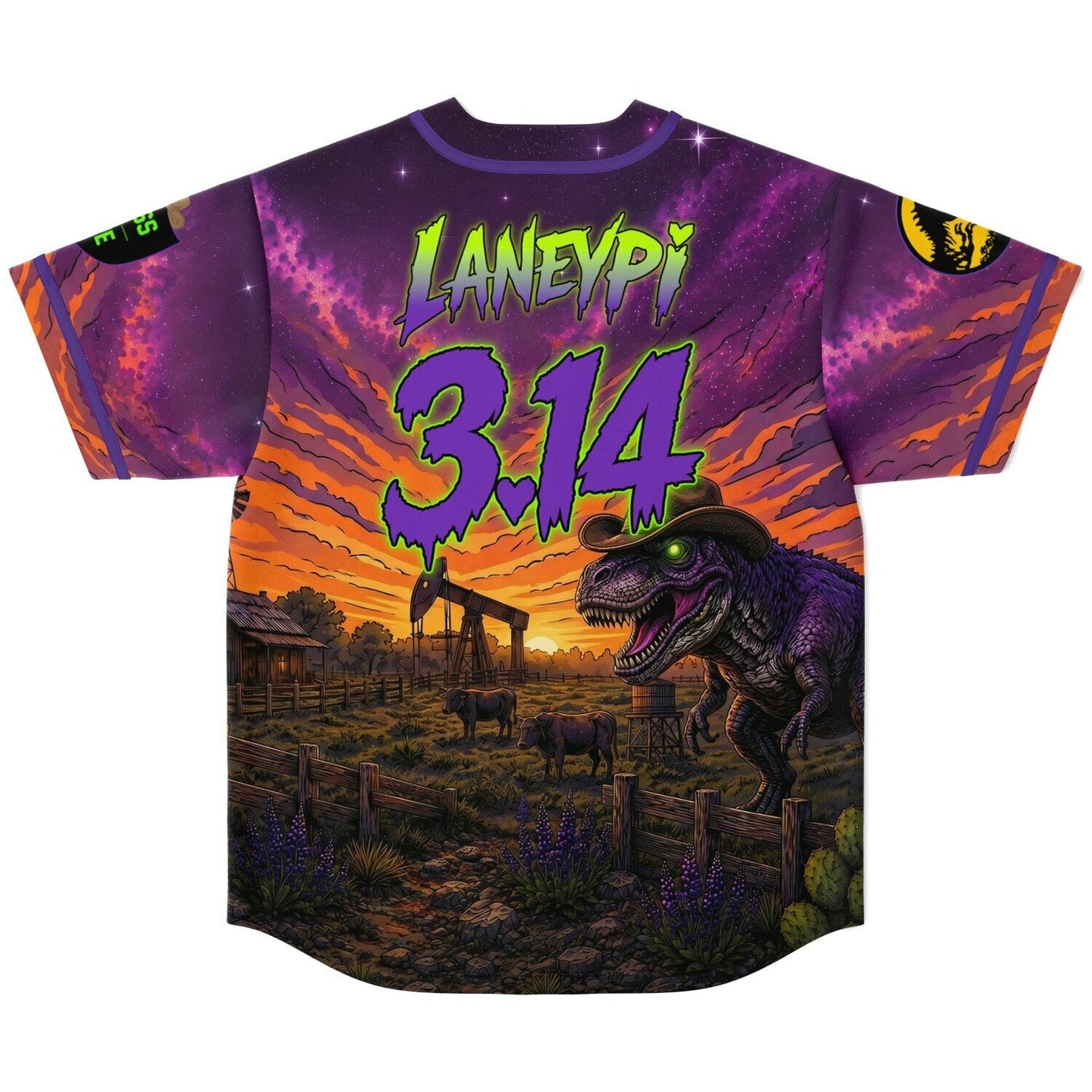 Purple Jurassic Dinosaurs Rave Baseball Jersey