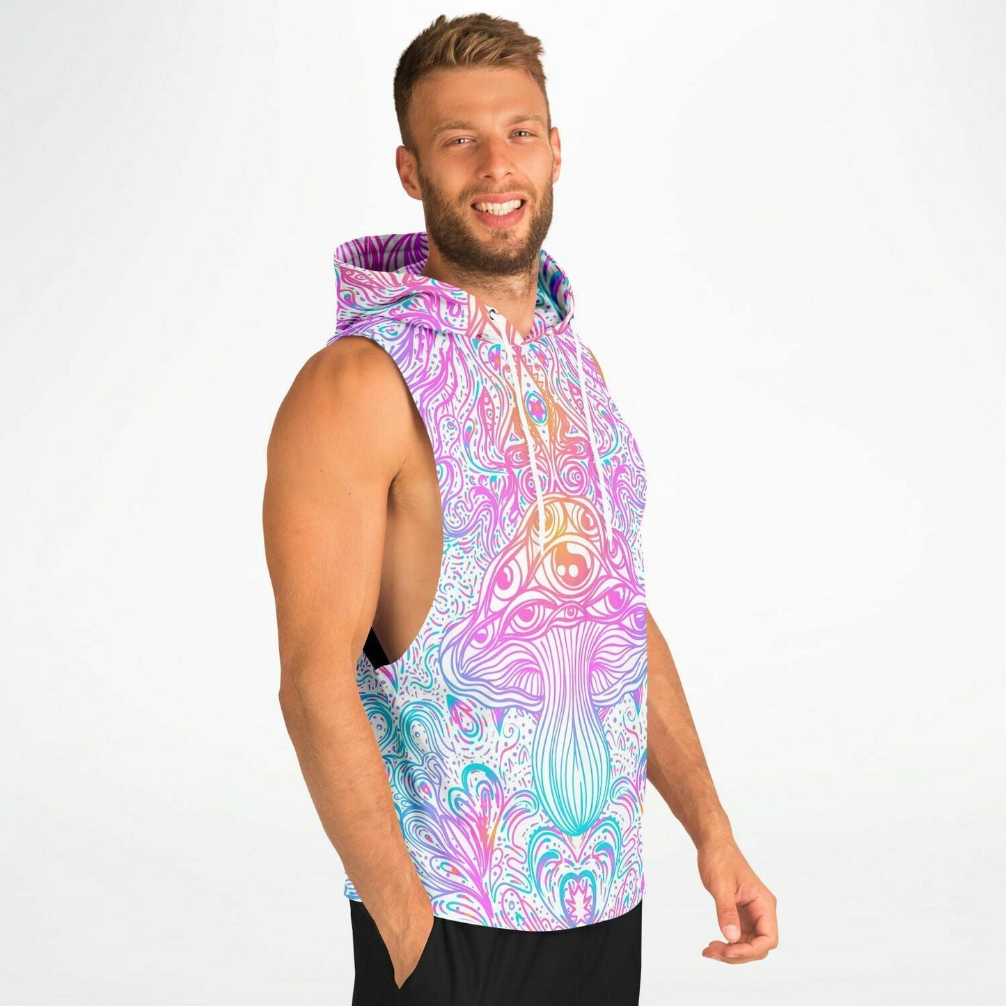 Active Mushroom Fashion Drop Armhole Hoodie