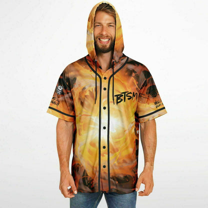 Black Tiger Sex Machine Burning Fire Rave Hooded Baseball Jersey