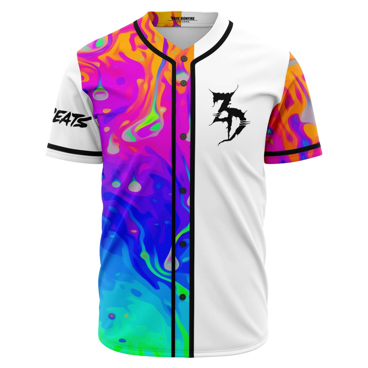Zeds Dead Split White Psychedelic Liquid Rave Baseball Jersey