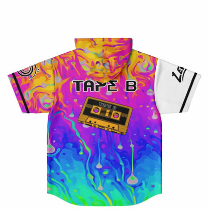 Tape B Half White Melting Rave Hooded Baseball Jersey