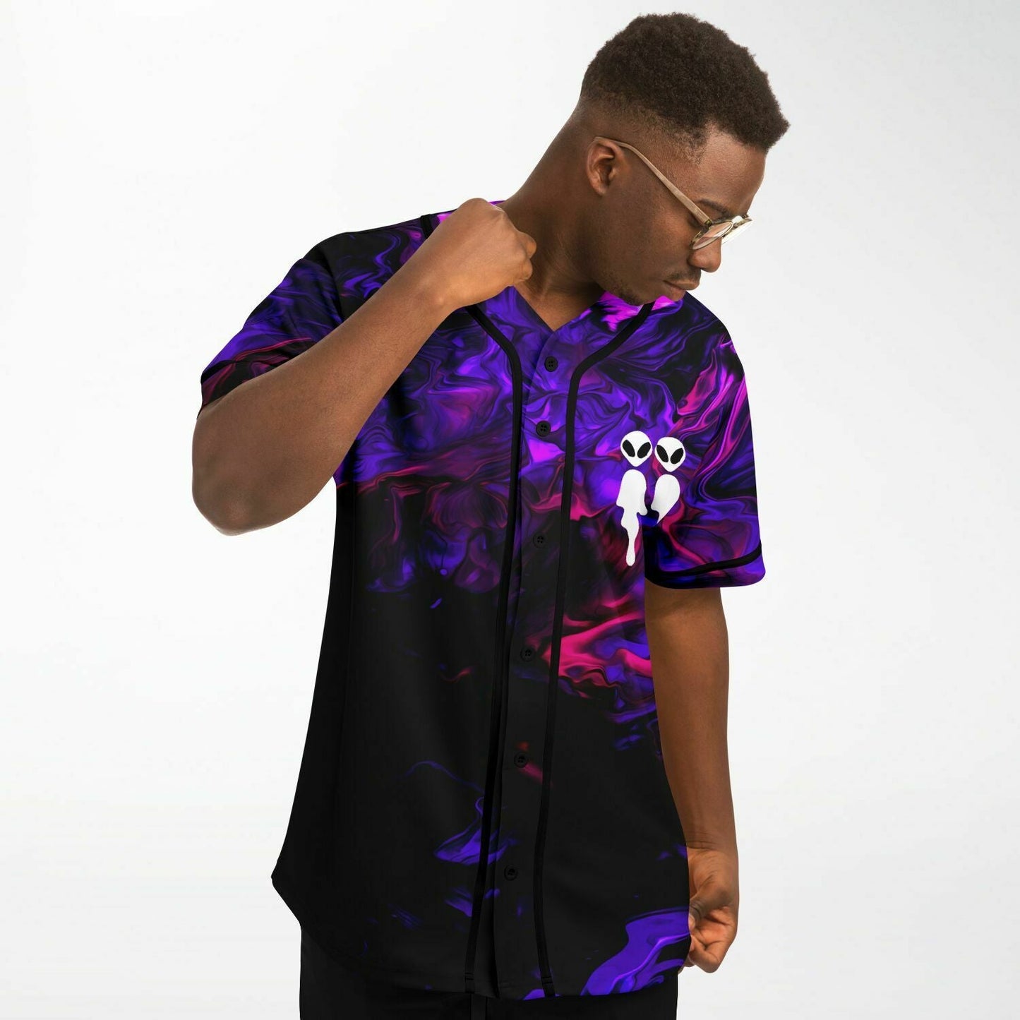Purple Liquid Marbled Rave Baseball Jersey