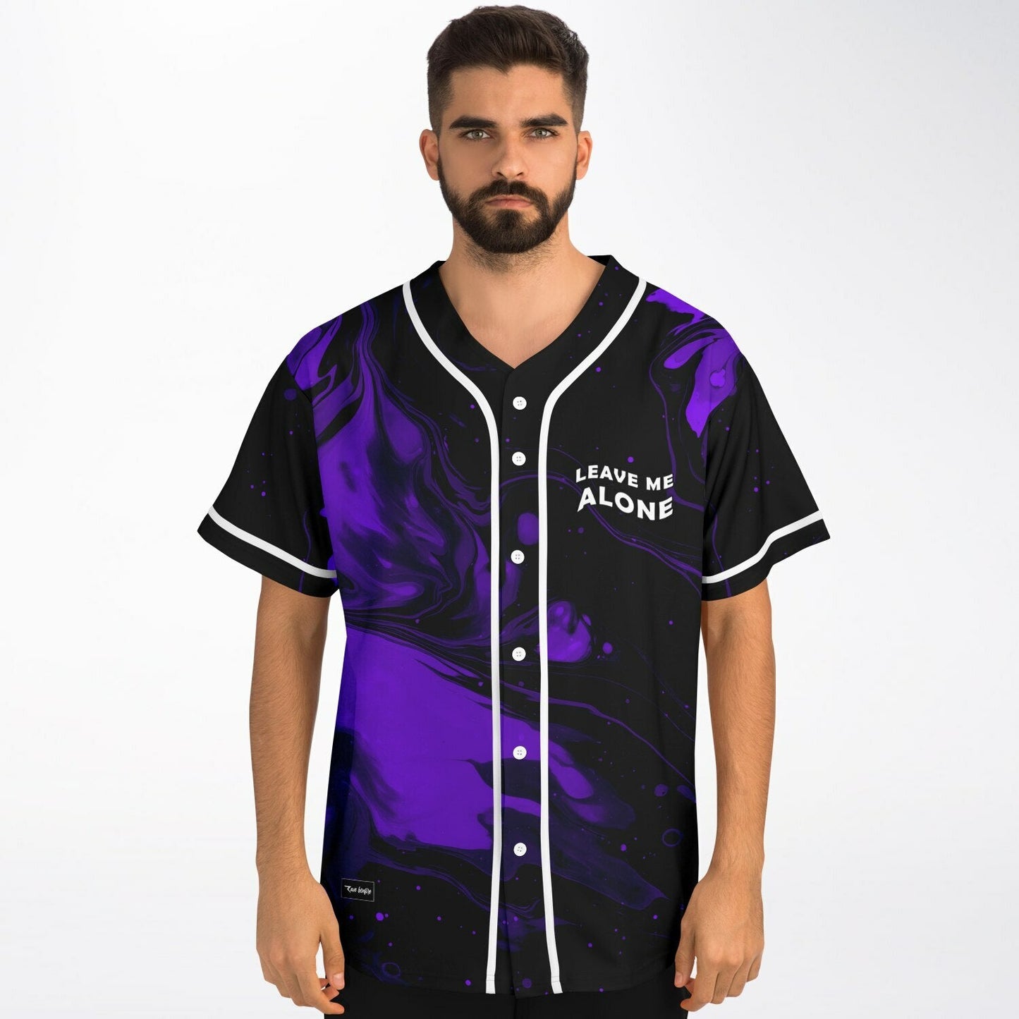 Black Swirling Purple Rave Baseball Jersey