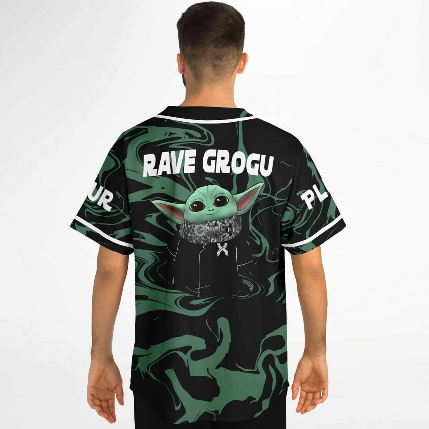Black Sage Liquid Marble Rave Baseball Jersey