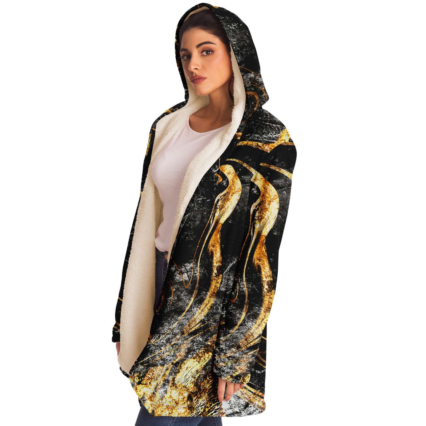 Black Gold Marbled Rave Cloak