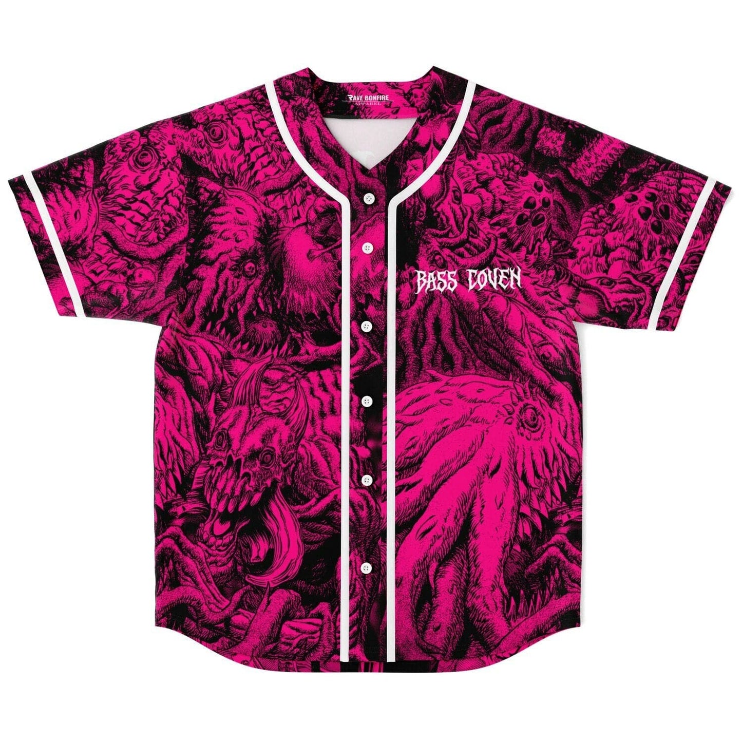 Hot Pink Densely Packed Rave Baseball Jersey