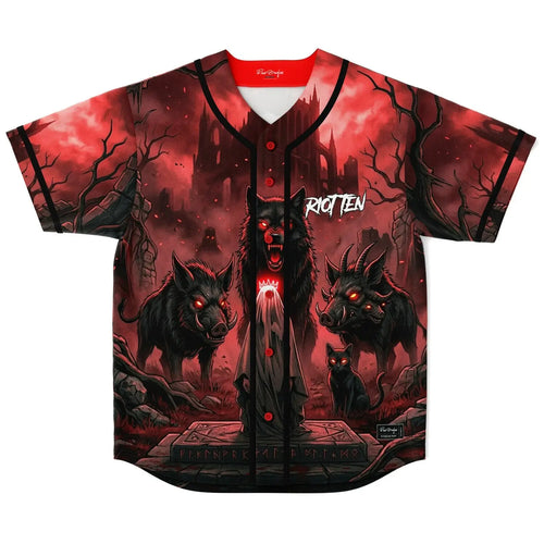 Riot Ten Red Black Dark Fantasy Rave Baseball Jersey