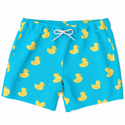 Turquoise Blue Rubber Ducks Rave Swim Trunks