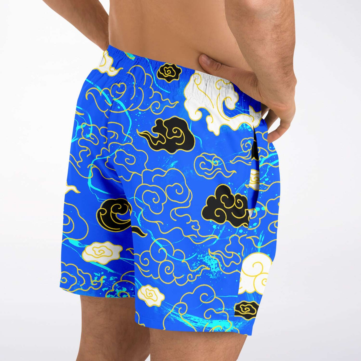 Royal Blue Asian Stylized Rave Swim Trunks