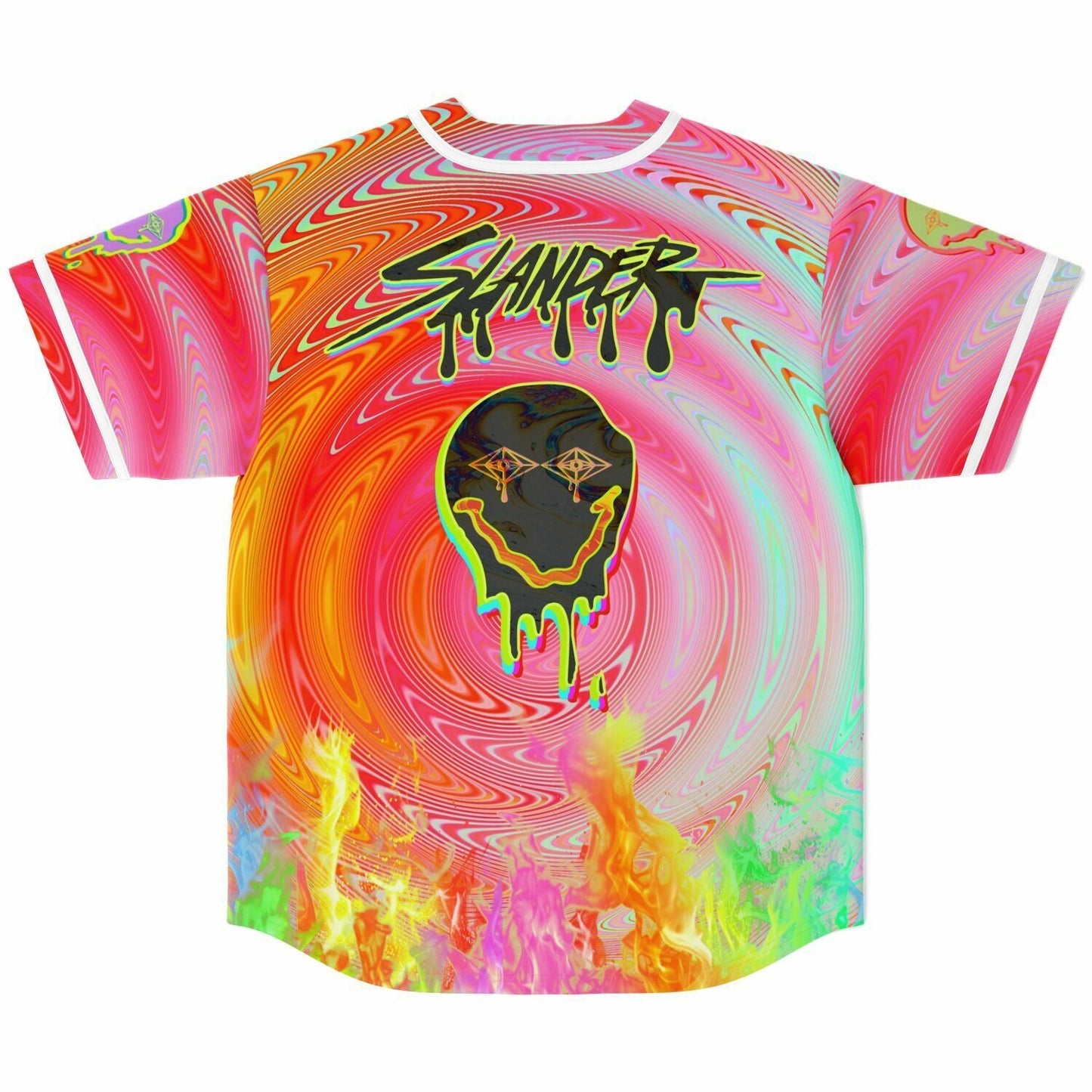 Slander Hot Pink Psychedelic Spiral Rave Baseball Jersey