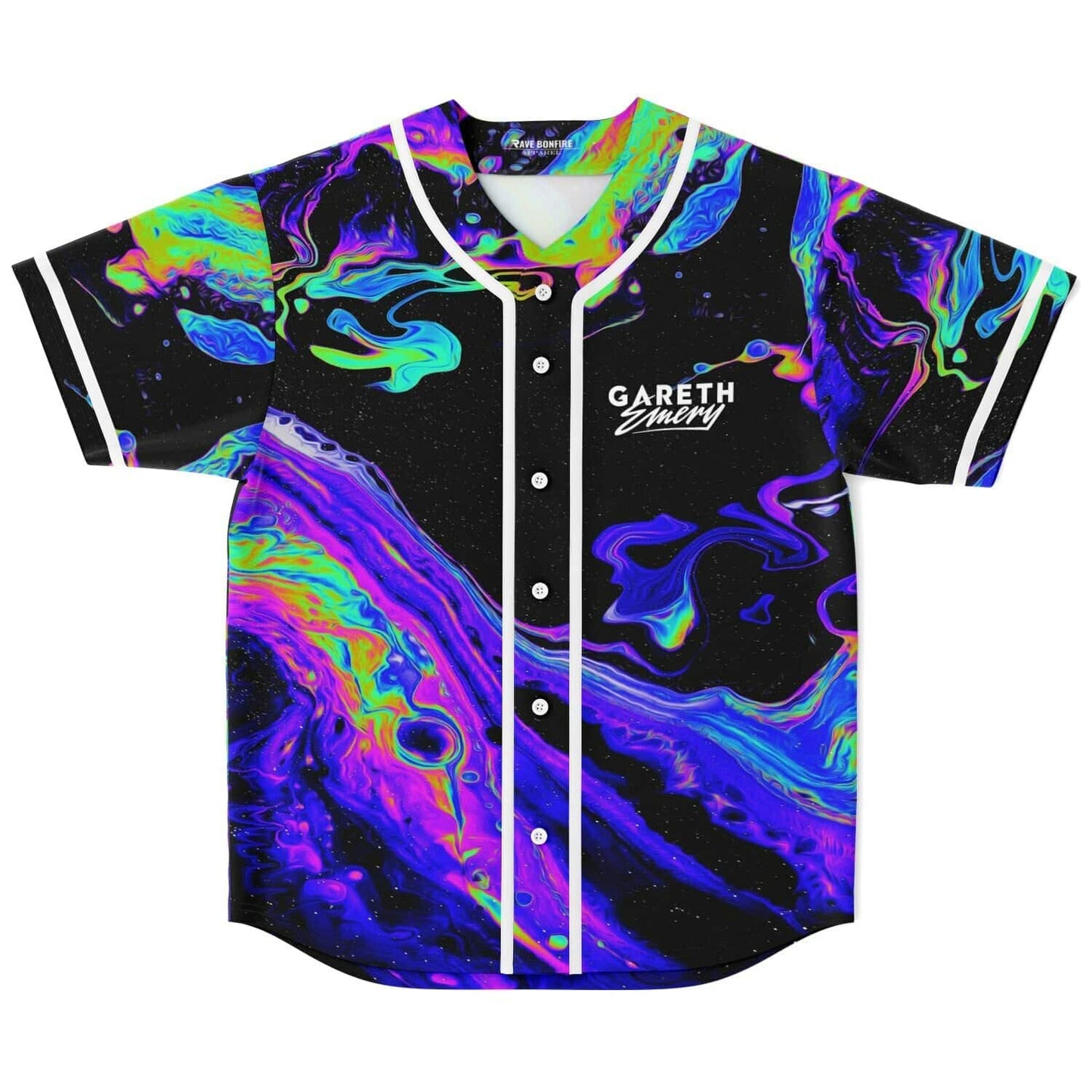Gareth Emery Black Psychedelic Iridescent Rave Baseball Jersey