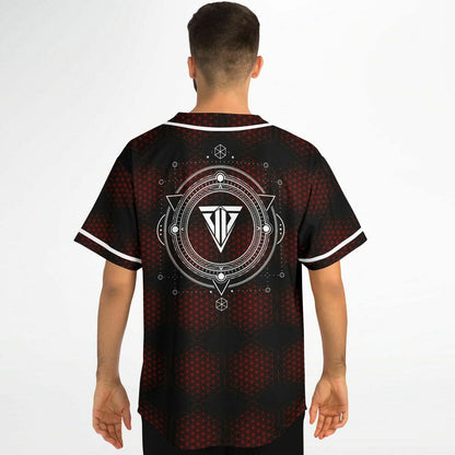 Treble Black Repeating Red Rave Baseball Jersey