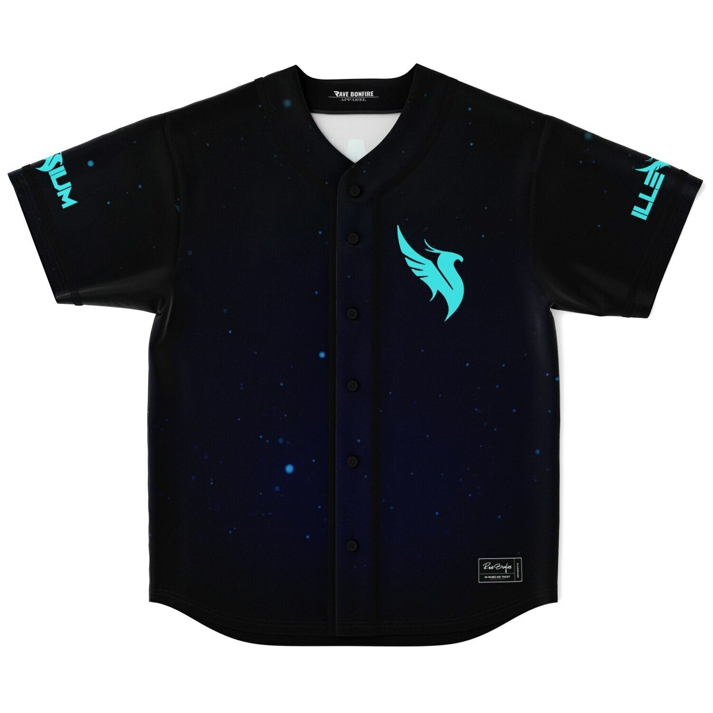 Black Galaxy Chest Teal Rave Baseball Jersey