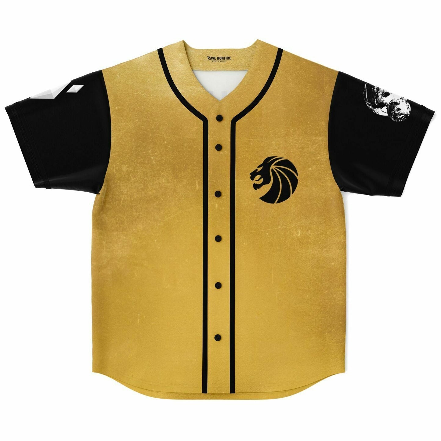 Seven Lions Distressed Gold Lion Head Rave Baseball Jersey