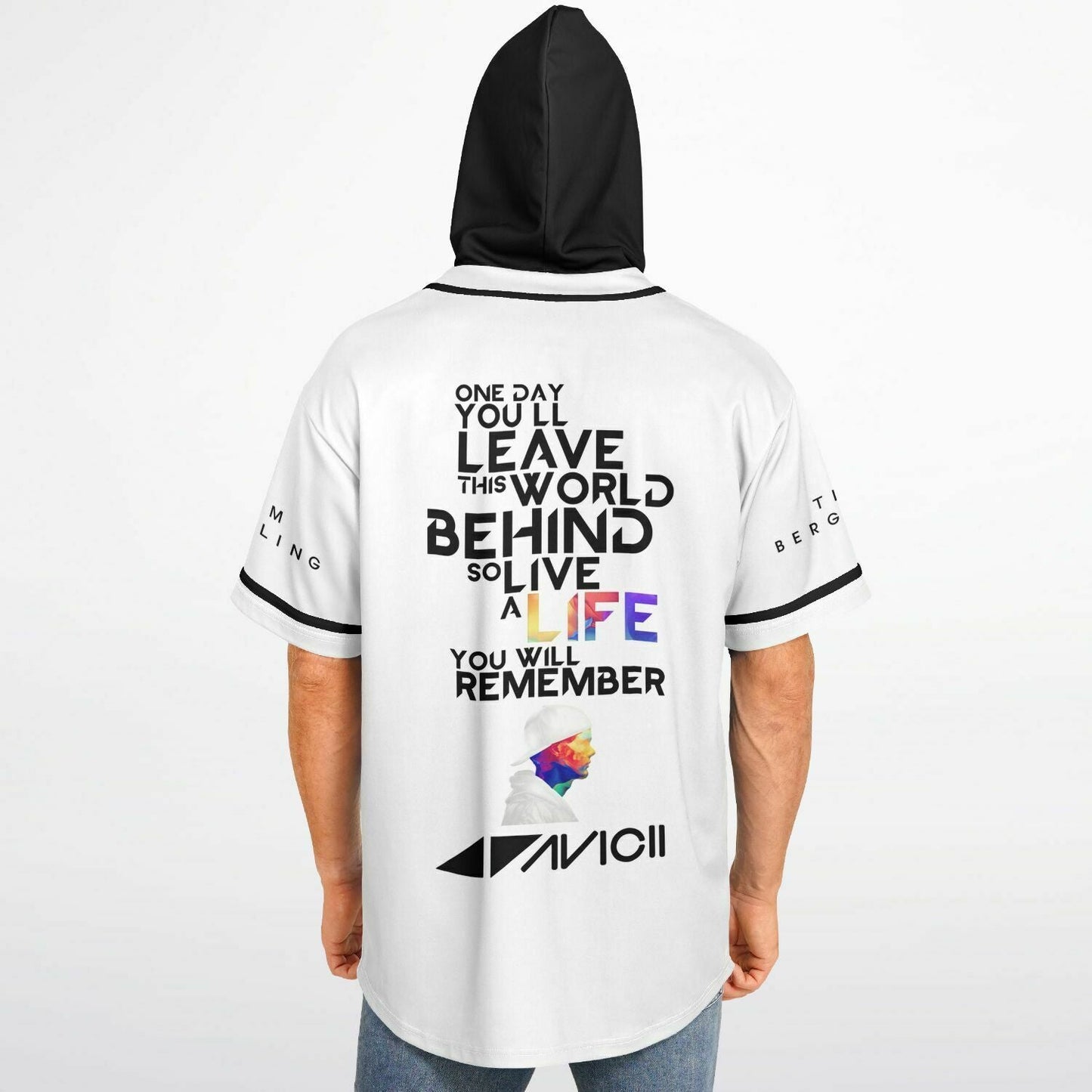 Avicii White Body Minimal Jersey Rave Hooded Baseball Jersey