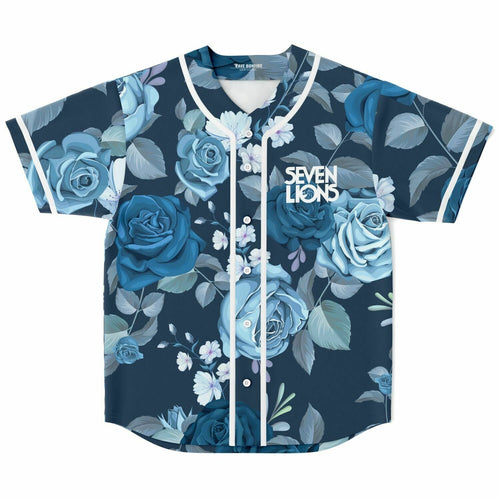 Seven Lions Navy Blue Rose Floral Rave Baseball Jersey