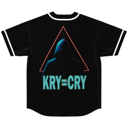 Kryptyk Black Hooded Mystery Rave Baseball Jersey
